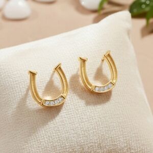 Moissanite Diamond Horseshoe Earrings